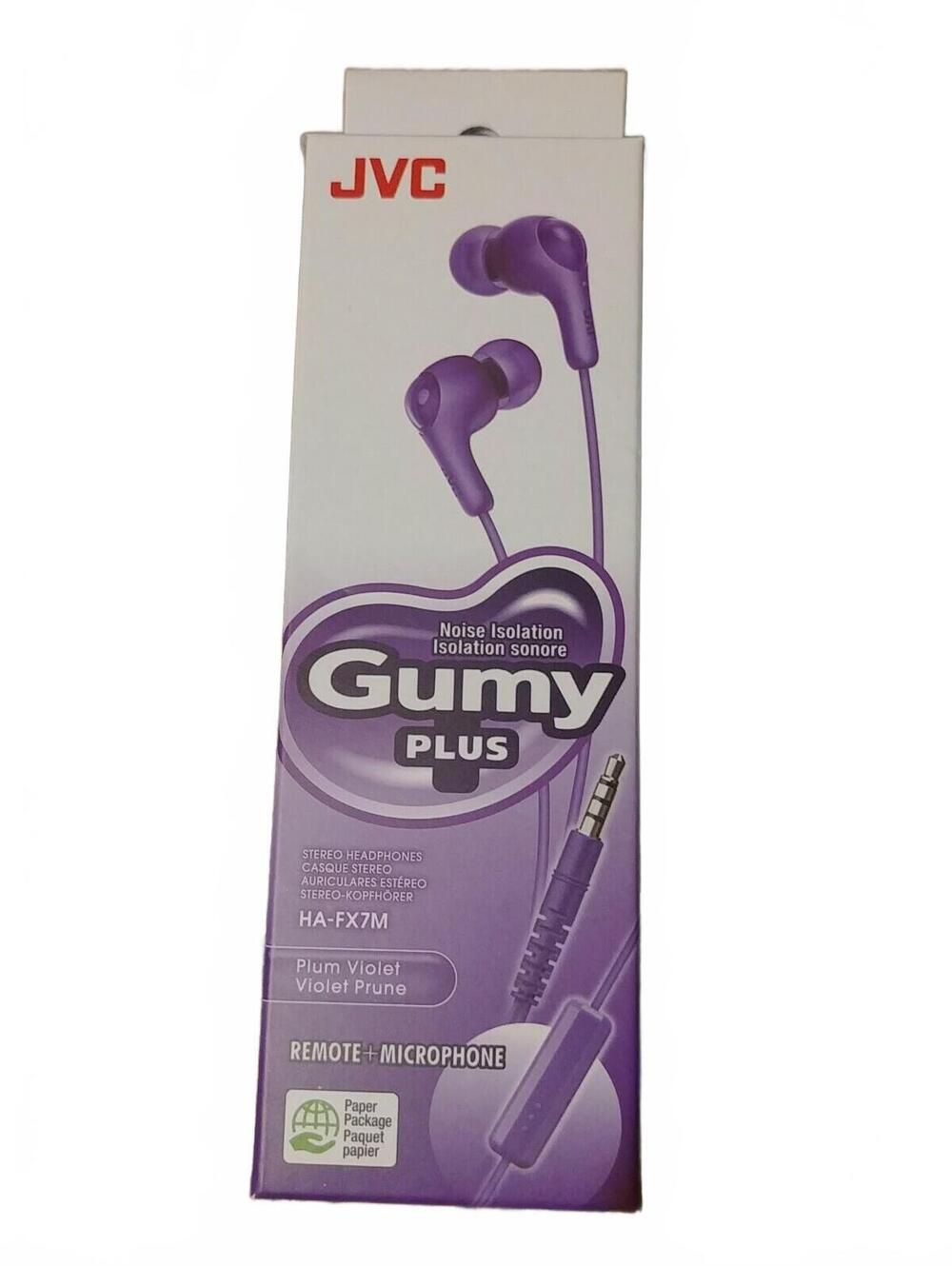 NIB JVC Gumy Plus Stereo Headphones W/Remote and Microphone Purple